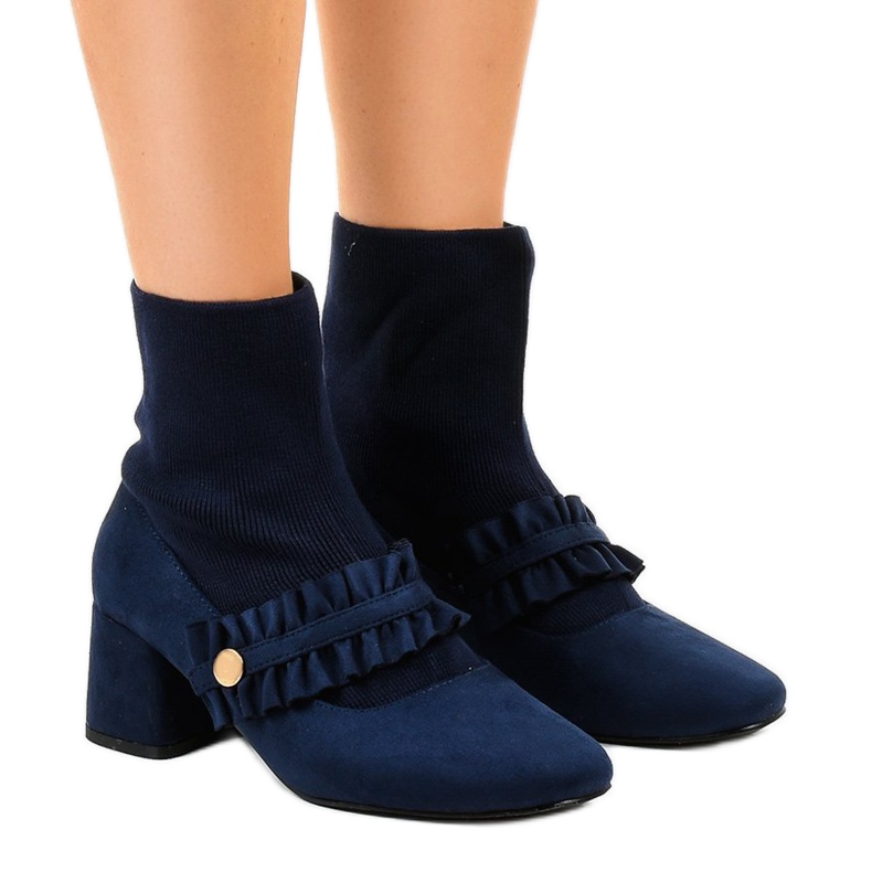 Escarpins en velours bleu marine sur le poteau JM8118Y