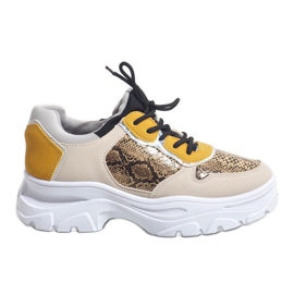 Baskets de sport à la mode beiges R-462 multicolore