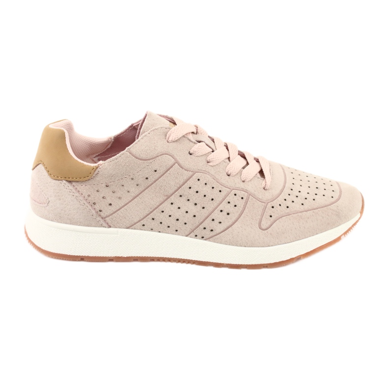 American Club AA06 chaussures de sport en cuir pour femme, rose poudré