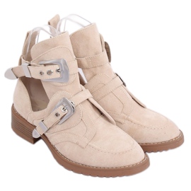 Boots beige découpées ZE01P Beige