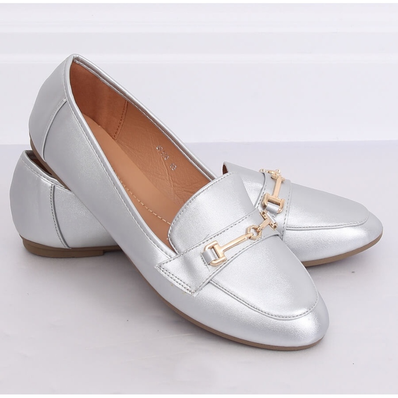 Mocassins argent métallisé 9F176 Argent gris