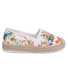 Espadrilles fleuries femme JH91P Blanc multicolore