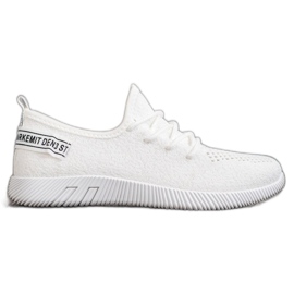 SHELOVET Baskets en textile ajouré blanche