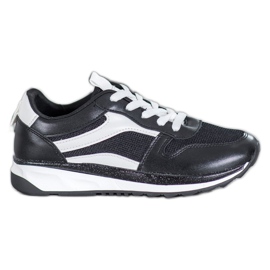 SHELOVET Chaussures noires nouées blanc