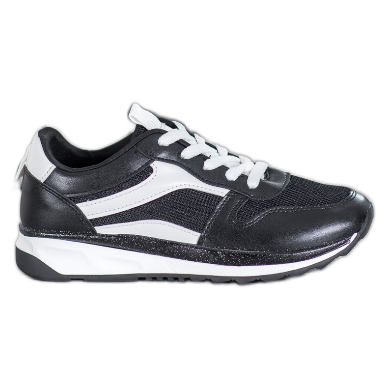 SHELOVET Chaussures noires nouées blanche le noir