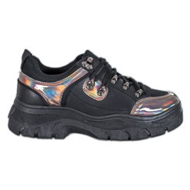 Weide Chaussures Noires Avec Effet Holo le noir