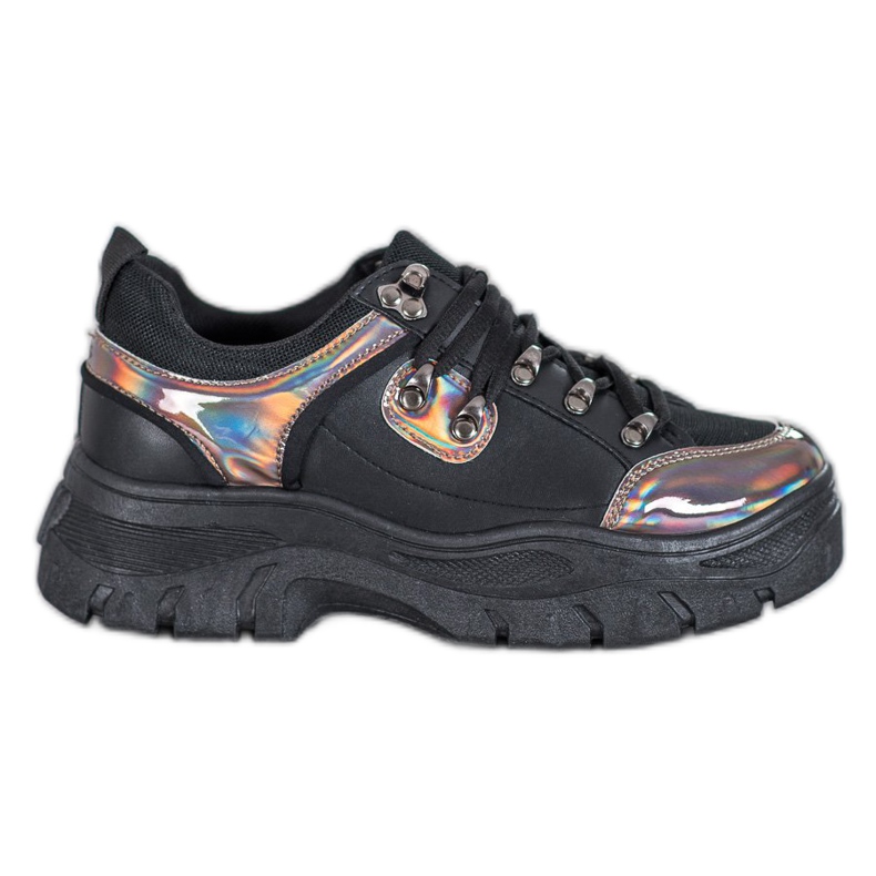 Weide Chaussures Noires Avec Effet Holo le noir
