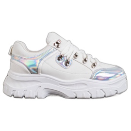 Weide Chaussures Blanches Avec Effet Holo