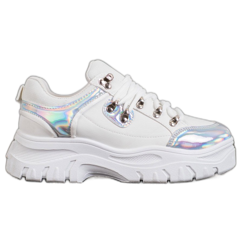 Weide Chaussures Blanches Avec Effet Holo