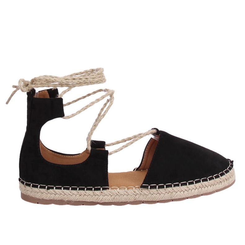 Espadrilles noires nouées sur la cheville JH97P Noir le noir