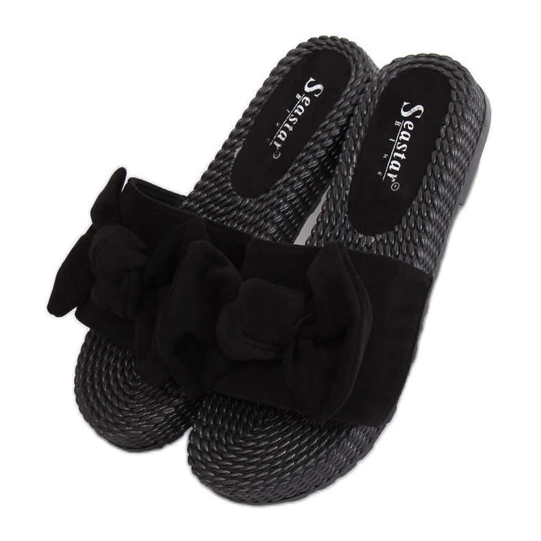 Chaussons femme noirs avec nœud YQ225P Noir le noir