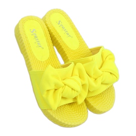 Chaussons pour femmes jaunes avec un nœud YQ225P Fluorescéine