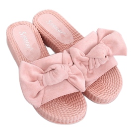 Chaussons roses pour femmes avec un nœud YQ225P Rose
