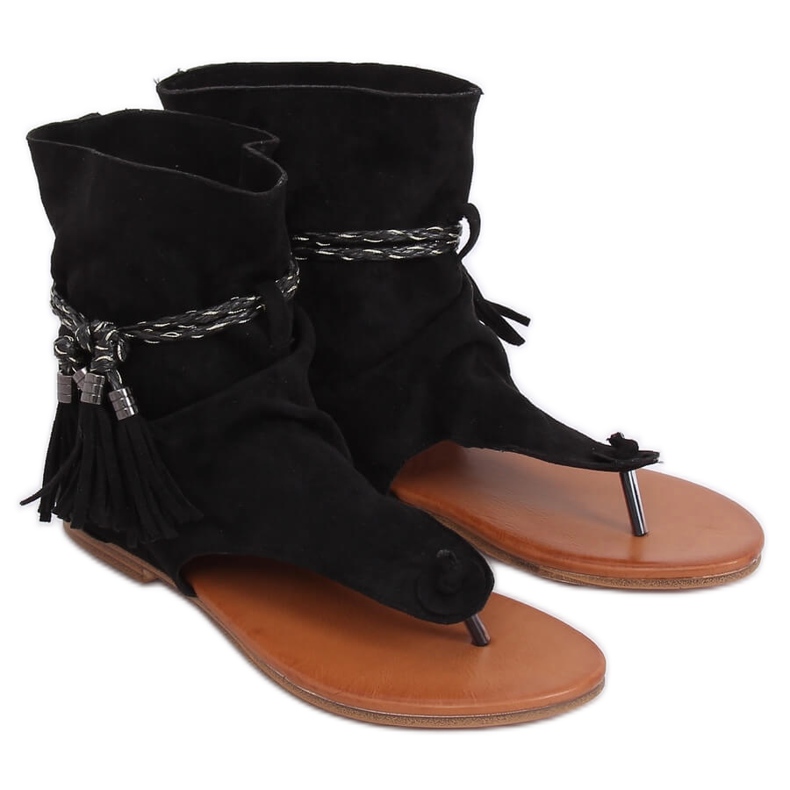 Noir SL1011 Tongs noires avec tige le noir