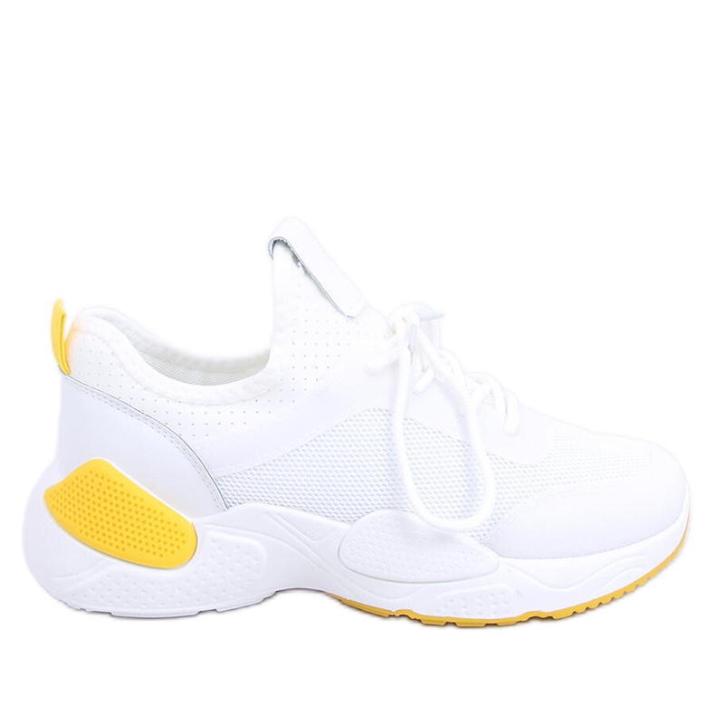 Chaussures de sport en maille blanche B0-547 Jaune