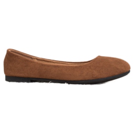 Diamantique Ballerines classiques en daim brun