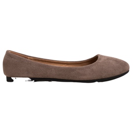 Diamantique Ballerines classiques en daim brun