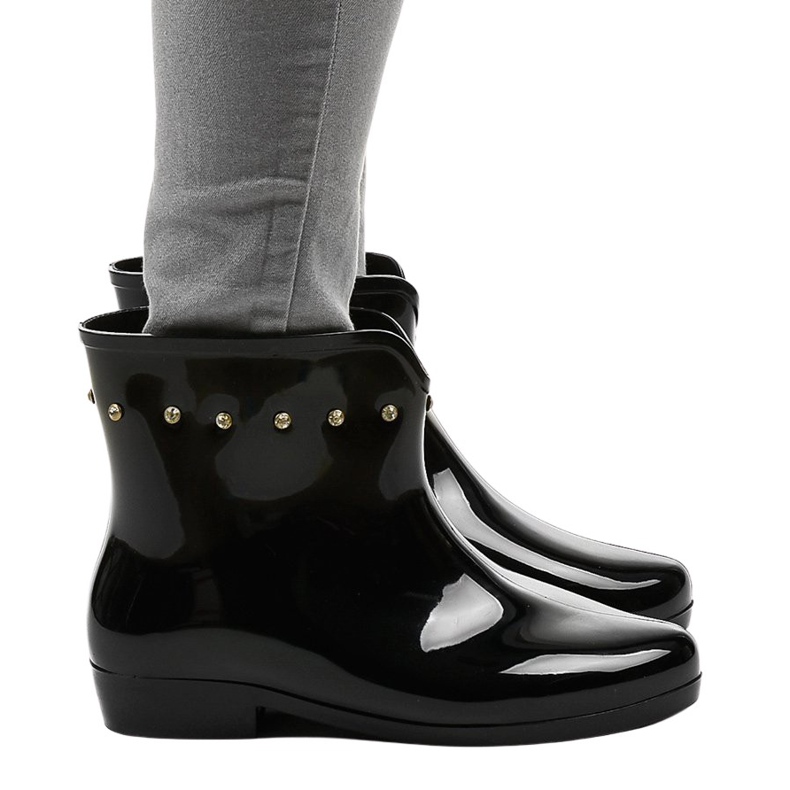 Galoches courtes noires avec zircones cubiques SD97E-1 le noir