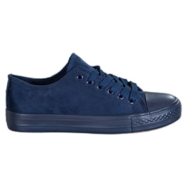SHELOVET Baskets en daim bleu marin bleu