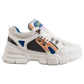 Bella Paris Baskets mode avec maille blanc multicolore