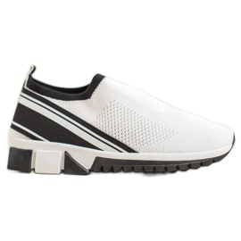 SHELOVET Chaussures à enfiler avec maille blanc noir