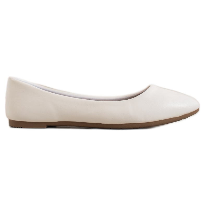 SHELOVET Ballerine classique en cuir écologique blanche