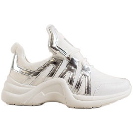 SHELOVET Baskets mode confortables blanche gris