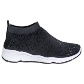 Goodin Chaussures de sport avec cristaux noir