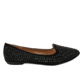 Mocassins ballerines noirs décorés de F160