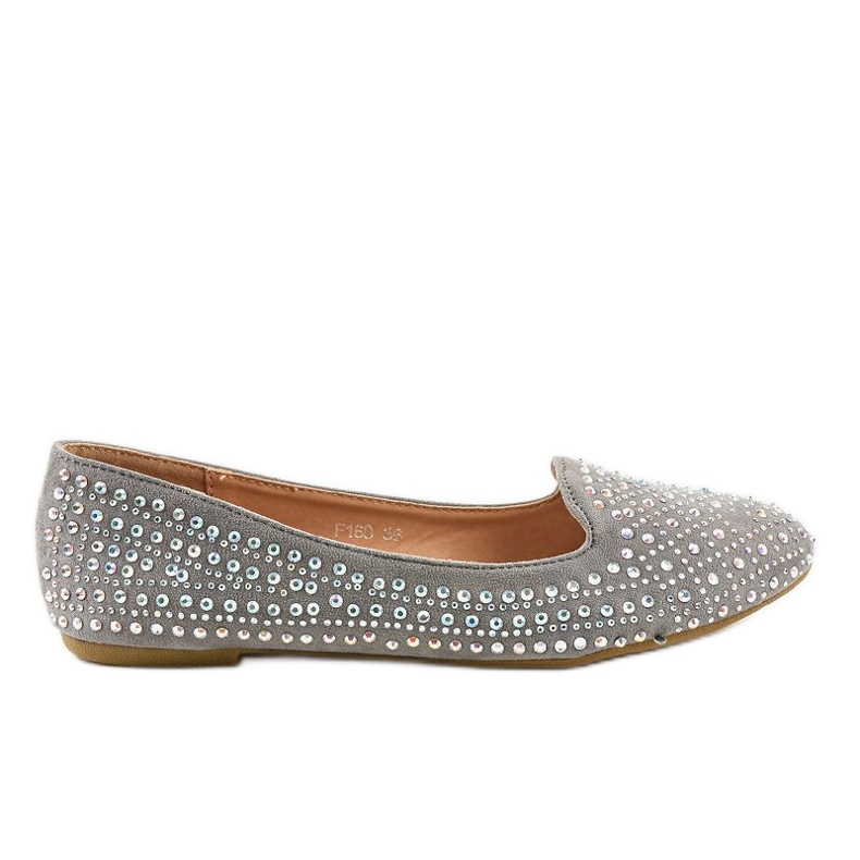 Mocassins ballerines gris décorés de F160 Mocassins ballerines gris décorés de F160