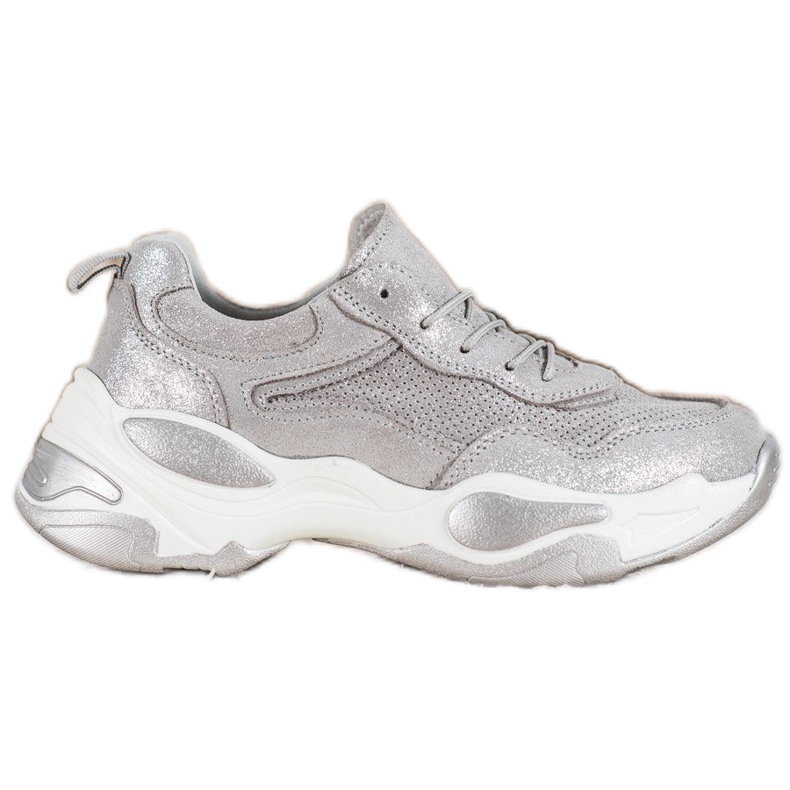 Goodin Baskets en cuir argent gris