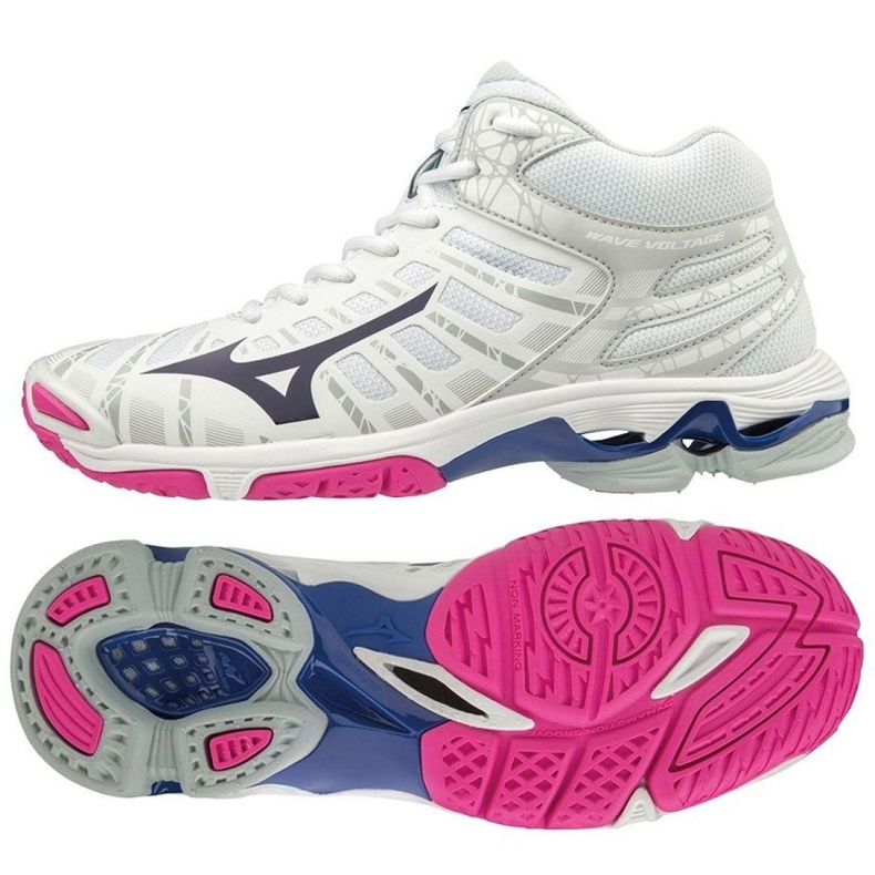 Mizuno Wave Voltage Mid W V1GC196516 chaussures de volley-ball multicolore blanc