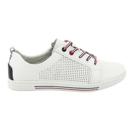 Baskets chaussures en cuir FILIPPO DP008 blanche bleu marin