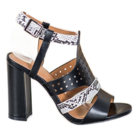 Small Swan Sandales ajourées imprimé serpent noir