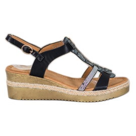 Small Swan Sandales compensées noir