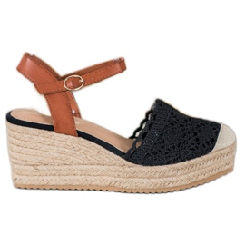 Small Swan Espadrilles Compensées brun noir