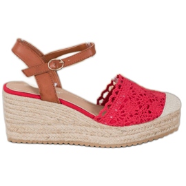 Small Swan Espadrilles Compensées brun rouge