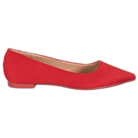 SHELOVET Ballerine En Daim En Spitz rouge