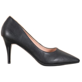 SHELOVET Talons hauts élégants avec cuir écologique noir