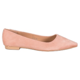 SHELOVET Ballerine En Daim En Spitz rose