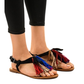 Sandales noires à franges 8839-194