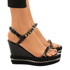 Sandales compensées noires à clous 1926 le noir