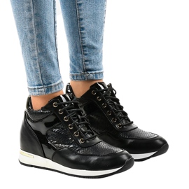 Baskets compensées noires S0075-1 le noir