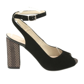 Sandales en daim sur un poteau Gamis noir jaune