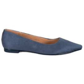 SHELOVET Ballerine En Daim En Spitz bleu