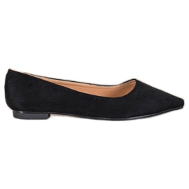 SHELOVET Ballerine En Daim En Spitz le noir
