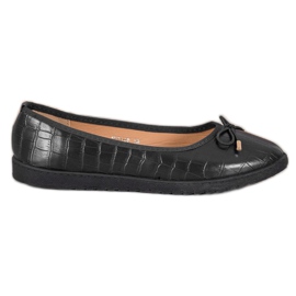 SHELOVET Ballerines en cuir écologique noir