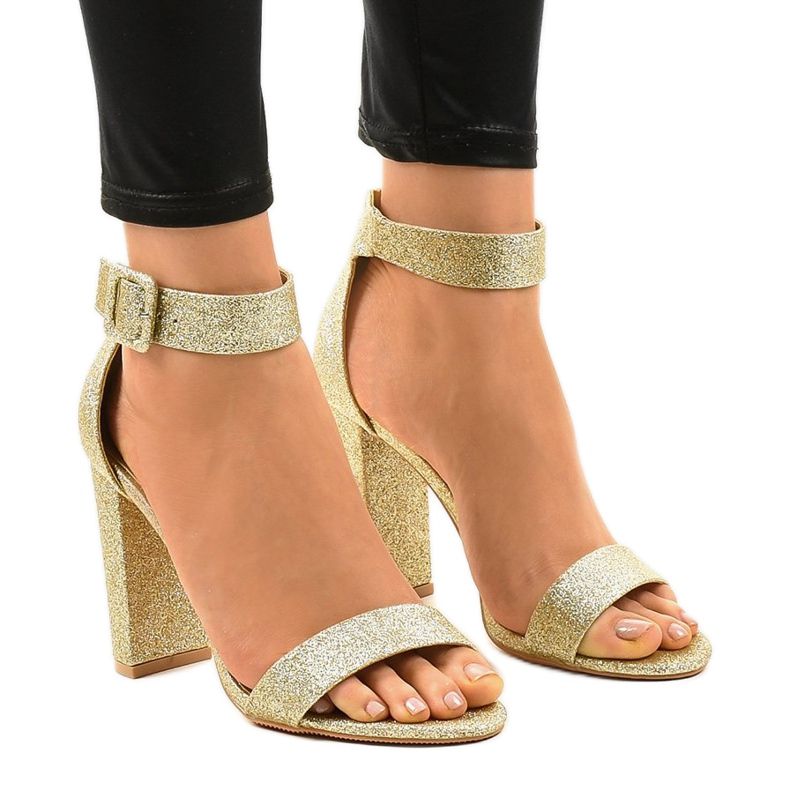 Escarpins ouverts dorés à paillettes ZY-161 d'or Escarpins ouverts dorés à paillettes ZY-161 d'or