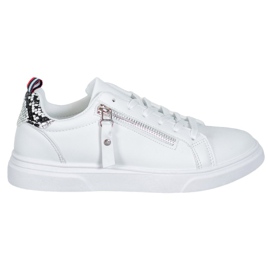 SHELOVET Chaussures de sport avec fermeture éclair décorative blanche