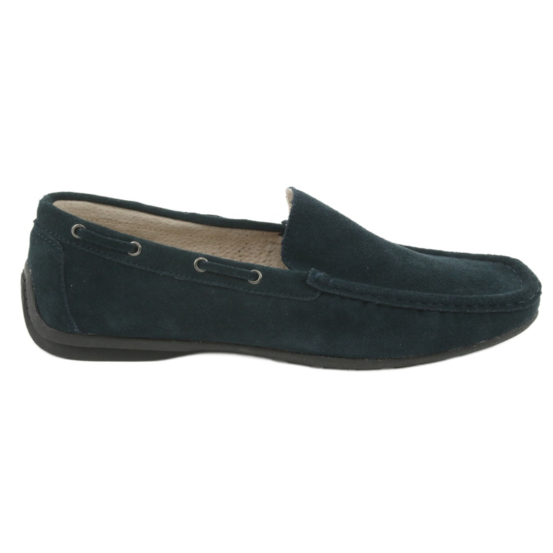 American Club Mocasins en cuir. En daim marine bleu américain jk02